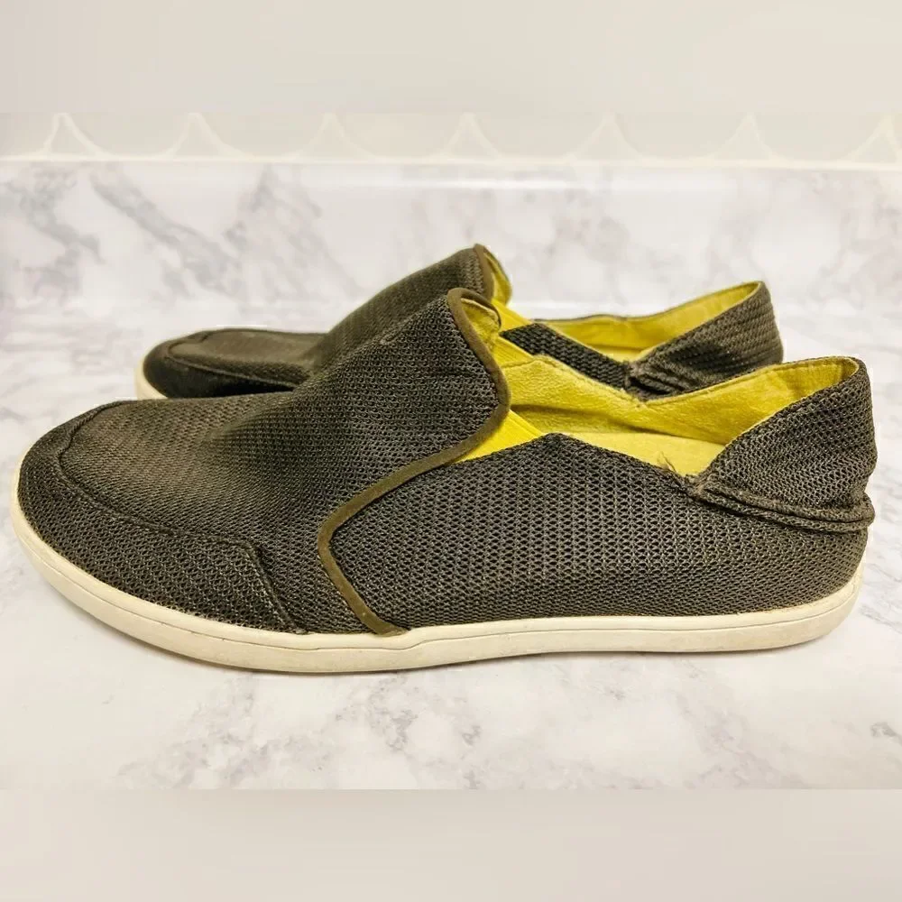 Olukai Mens Sz 9 M Hohea Mesh Slip On Shoes Brown Mesh Comfort Loafer
